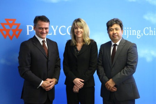 Polycom��̫�^(q��)�����ձȺ����������ޅ^(q��)����Hansjoerg Wagner (��һ)��Polycomȫ���N�ۈ�(zh��)�и�����Tracey Newell(����)��Polycom�Ї��^(q��)����(j��ng)�����(��һ)